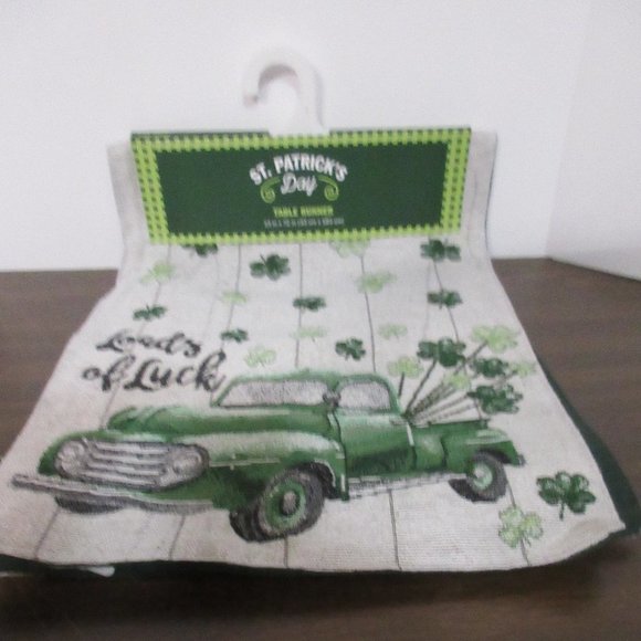 St. Patrick's Day Table Runner: Vintage Luck Truck - Picture 1 of 6